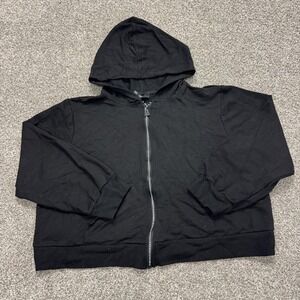 Ashley Sport Hoodie Womens 22/24 Black Terry Full Zip Sweatshirt Jacket